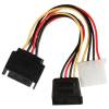 VALUELINE Internal Power Adapter Cable SATA 15pin male to Molex female and SATA 15pin female 15cm VLCP 73555V 0.15